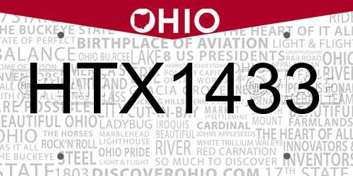 HTX1433 Ohio License Plate