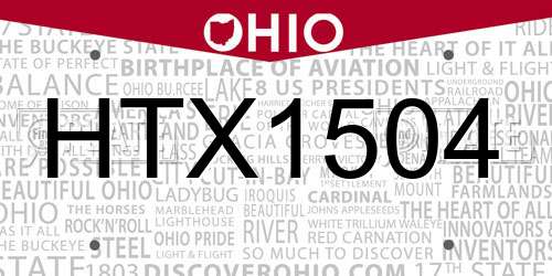 HTX1504 Ohio License Plate