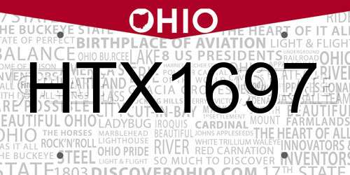 HTX1697 Ohio License Plate