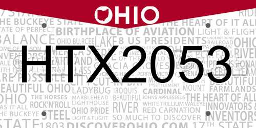 HTX2053 Ohio License Plate