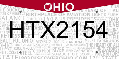 HTX2154 Ohio License Plate