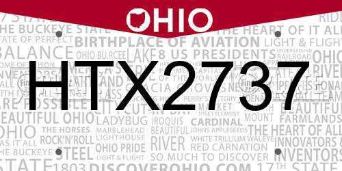 HTX2737 Ohio License Plate