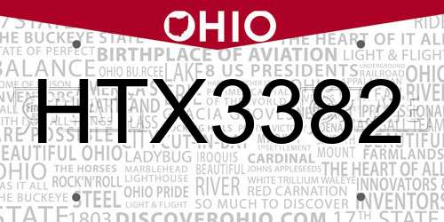 HTX3382 Ohio License Plate