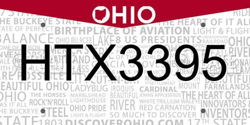 HTX3395 Ohio License Plate