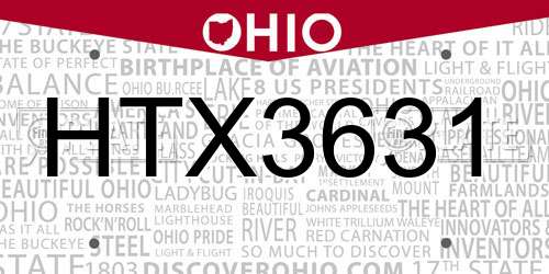 HTX3631 Ohio License Plate