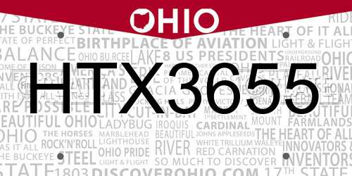 HTX3655 Ohio License Plate