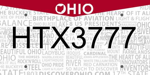 HTX3777 Ohio License Plate