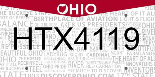 HTX4119 Ohio License Plate