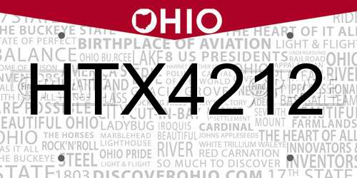 HTX4212 Ohio License Plate