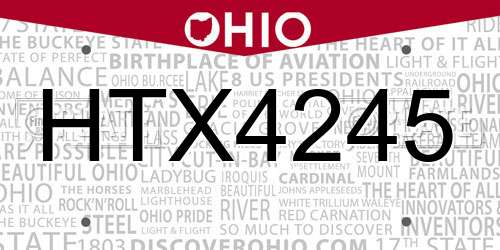 HTX4245 Ohio License Plate