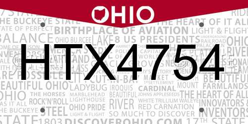 HTX4754 Ohio License Plate