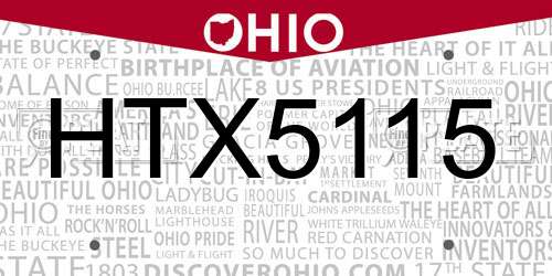 HTX5115 Ohio License Plate