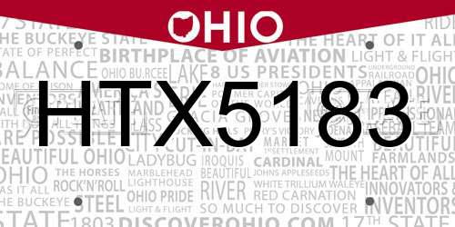 HTX5183 Ohio License Plate