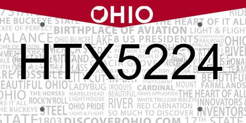 HTX5224 Ohio License Plate