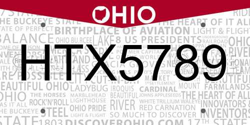 HTX5789 Ohio License Plate