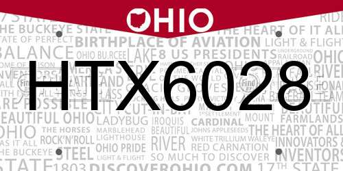 HTX6028 Ohio License Plate