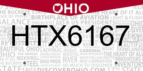 HTX6167 Ohio License Plate