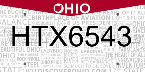 HTX6543 Ohio License Plate