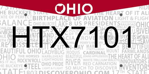 HTX7101 Ohio License Plate