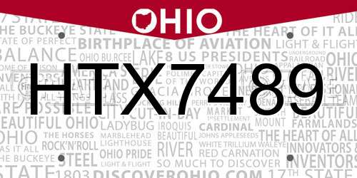 HTX7489 Ohio License Plate