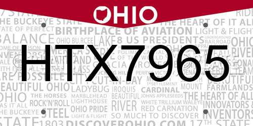 HTX7965 Ohio License Plate