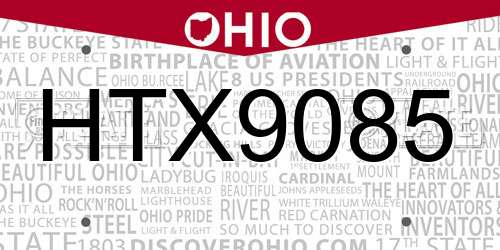HTX9085 Ohio License Plate