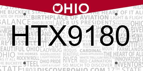 HTX9180 Ohio License Plate