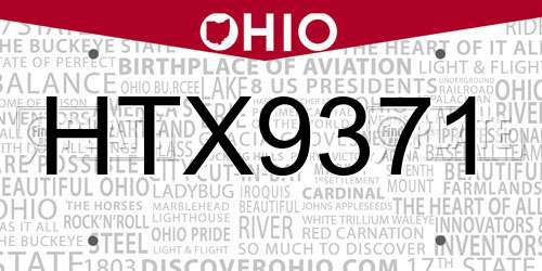 HTX9371 Ohio License Plate
