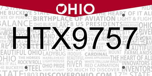 HTX9757 Ohio License Plate
