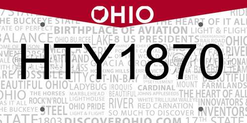 HTY1870 Ohio License Plate