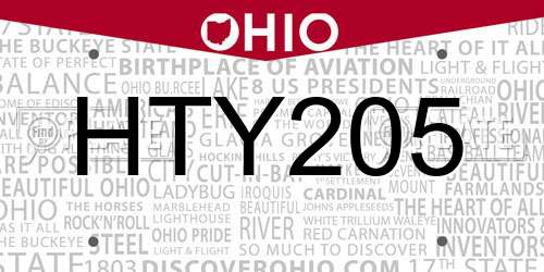 HTY205 Ohio License Plate