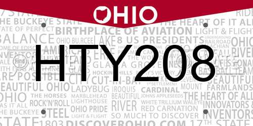 HTY208 Ohio License Plate