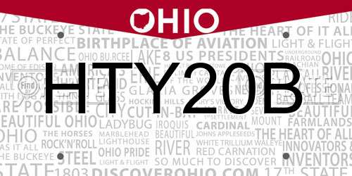 HTY20B Ohio License Plate