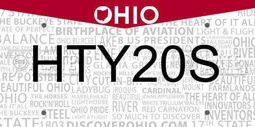 HTY20S Ohio License Plate