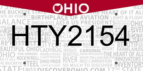 HTY2154 Ohio License Plate