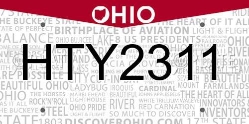 HTY2311 Ohio License Plate