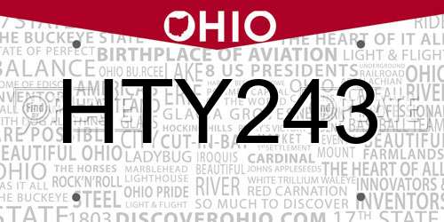 HTY243 Ohio License Plate