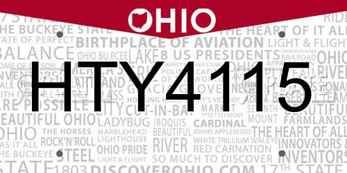 HTY4115 Ohio License Plate