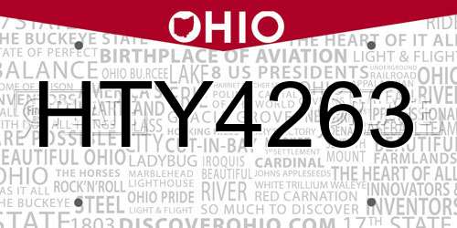 HTY4263 Ohio License Plate