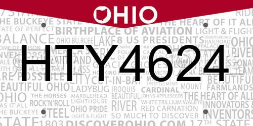 HTY4624 Ohio License Plate