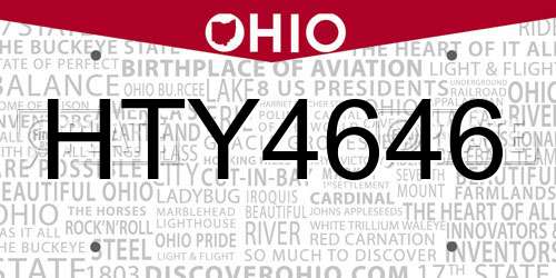 HTY4646 Ohio License Plate