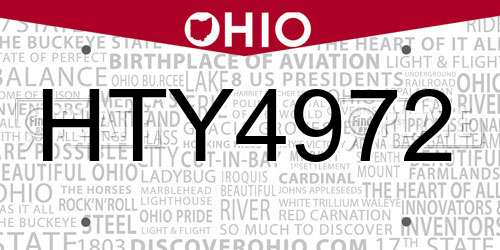 HTY4972 Ohio License Plate