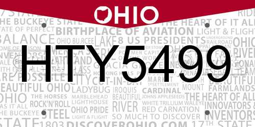 HTY5499 Ohio License Plate
