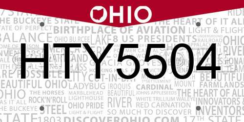 HTY5504 Ohio License Plate