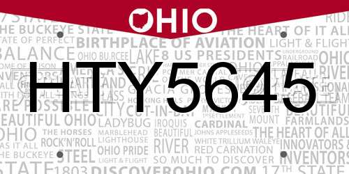 HTY5645 Ohio License Plate