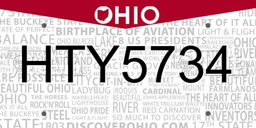 HTY5734 Ohio License Plate