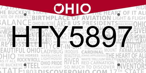 HTY5897 Ohio License Plate