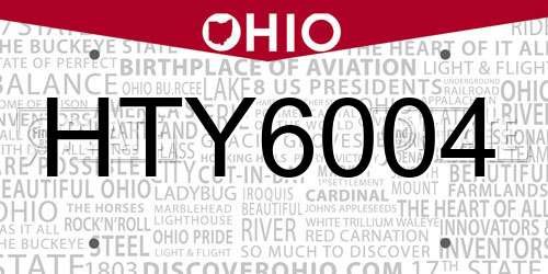 HTY6004 Ohio License Plate