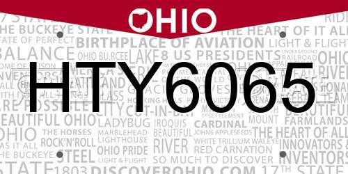 HTY6065 Ohio License Plate