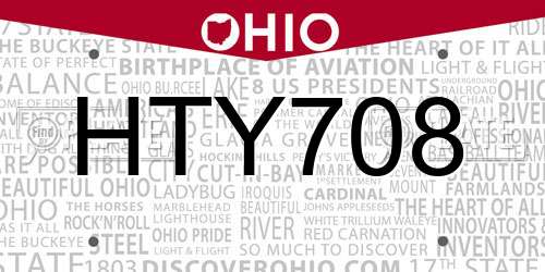 HTY708 Ohio License Plate